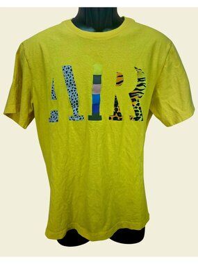 Nike Air Yellow Graphic Tee Shirt Mens Medium